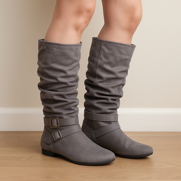 Journee Collection Shoes - Journee Collection Size 10 Shelley Mid Calf Slouchy Suede Boot New